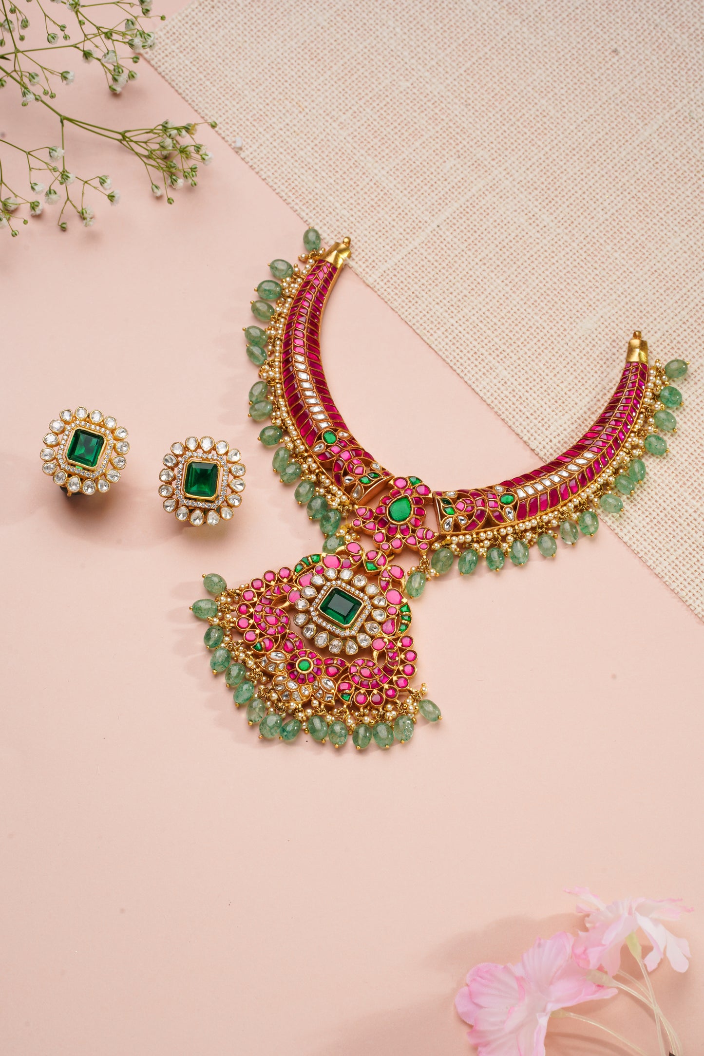 Royal Kanti Kundan Bridal Necklace Set with Matching Studs